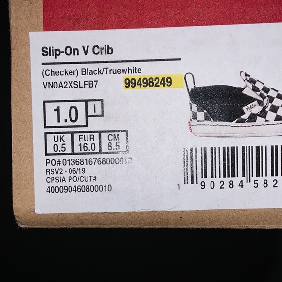 Checkered black/true white baby vans slip on - Picture 3 of 5